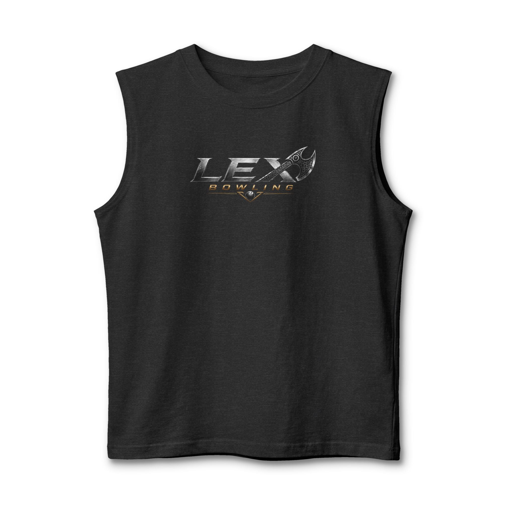 Lex Bowling Muscle Tank — Retro Metallic Logo Sleeveless Shirt for Bowlers