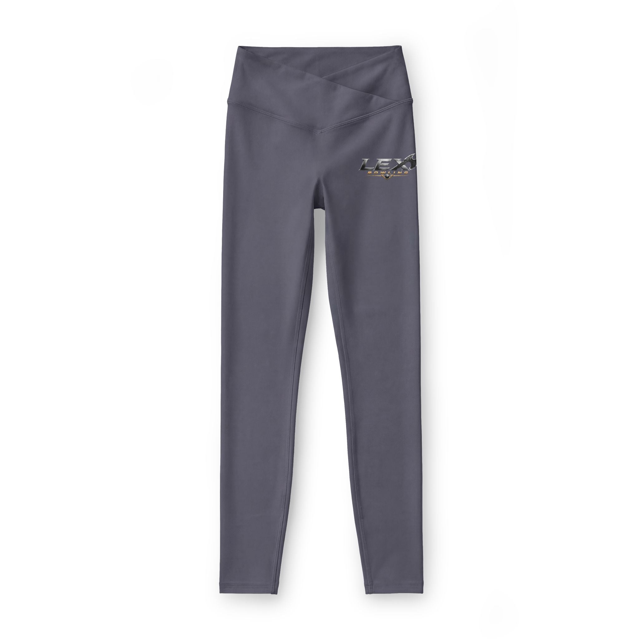 LEX Leggings — Black V‑Waist Athletic Tights with Subtle Logo
